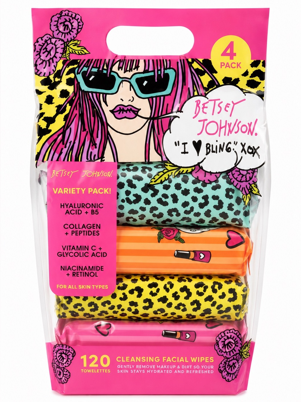 Betsey Johnson Cleansing Facial Wipes 4 Pack
